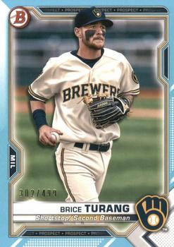 2021 Bowman - Prospects Sky Blue #BP-10 Brice Turang Front
