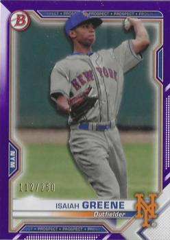 2021 Bowman - Prospects Purple #BP-62 Isaiah Greene Front