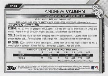 2021 Bowman - Prospects Yellow #BP-88 Andrew Vaughn Back