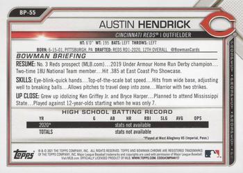 2021 Bowman - Prospects Gold #BP-55 Austin Hendrick Back