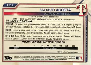 2021 Bowman - Chrome Prospects #BCP-7 Maximo Acosta Back