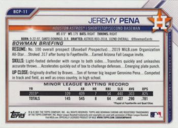 2021 Bowman - Chrome Prospects #BCP-11 Jeremy Pena Back