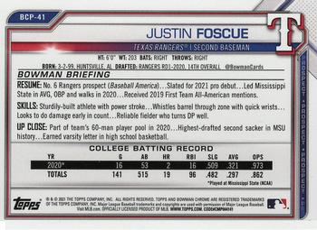 2021 Bowman - Chrome Prospects #BCP-41 Justin Foscue Back