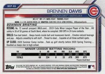 2021 Bowman - Chrome Prospects #BCP-65 Brennen Davis Back