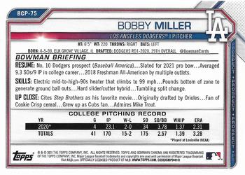 2021 Bowman - Chrome Prospects #BCP-75 Bobby Miller Back