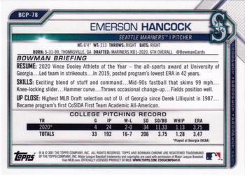 2021 Bowman - Chrome Prospects #BCP-78 Emerson Hancock Back