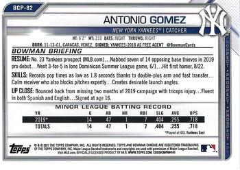 2021 Bowman - Chrome Prospects #BCP-82 Antonio Gomez Back