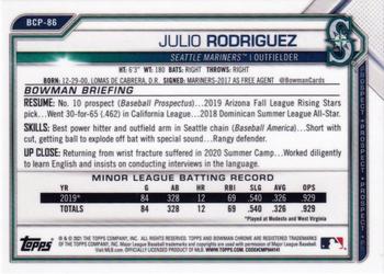 2021 Bowman - Chrome Prospects #BCP-86 Julio Rodriguez Back