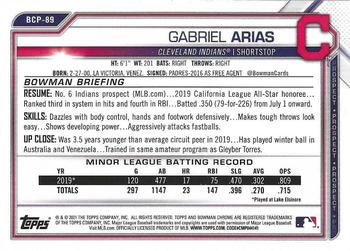 2021 Bowman - Chrome Prospects #BCP-89 Gabriel Arias Back