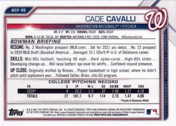 2021 Bowman - Chrome Prospects #BCP-99 Cade Cavalli Back