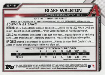 2021 Bowman - Chrome Prospects #BCP-104 Blake Walston Back
