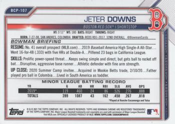 2021 Bowman - Chrome Prospects #BCP-107 Jeter Downs Back