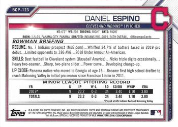 2021 Bowman - Chrome Prospects #BCP-123 Daniel Espino Back