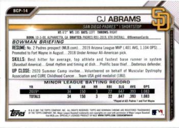 2021 Bowman - Chrome Prospects Refractor #BCP-14 CJ Abrams Back