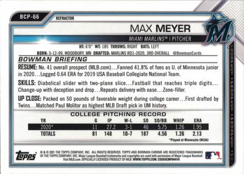 2021 Bowman - Chrome Prospects Refractor #BCP-66 Max Meyer Back