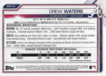 2021 Bowman - Chrome Prospects Refractor #BCP-81 Drew Waters Back