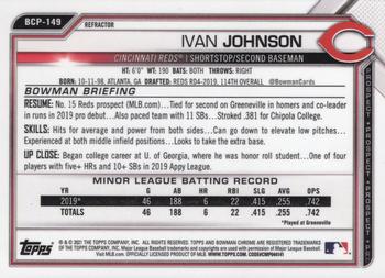 2021 Bowman - Chrome Prospects Refractor #BCP-149 Ivan Johnson Back