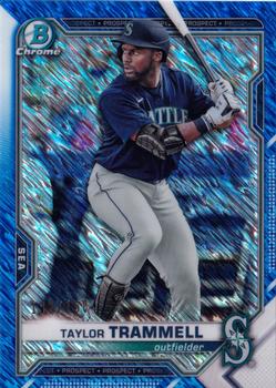 2021 Bowman - Chrome Prospects Blue Shimmer Refractor #BCP-132 Taylor Trammell Front