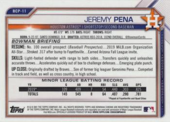 2021 Bowman - Chrome Prospects Aqua Shimmer Refractor #BCP-11 Jeremy Pena Back