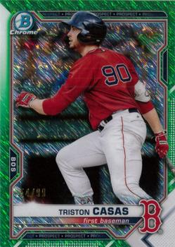 2021 Bowman - Chrome Prospects Green Shimmer Refractor #BCP-84 Triston Casas Front