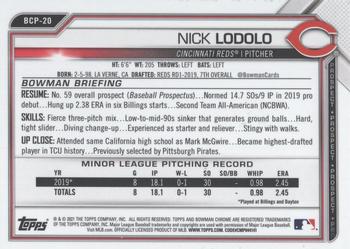 2021 Bowman - Chrome Prospects Gold Refractor #BCP-20 Nick Lodolo Back