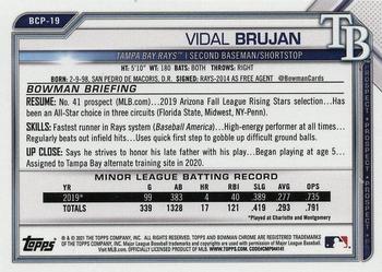 2021 Bowman - Chrome Prospects Gold Shimmer Refractor #BCP-19 Vidal Brujan Back