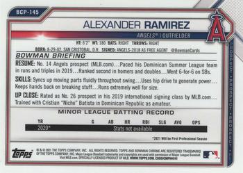 2021 Bowman - Chrome Prospects Gold Shimmer Refractor #BCP-145 Alexander Ramirez Back