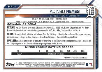 2021 Bowman - Chrome Prospects Superfractor #BCP-21 Adinso Reyes Back