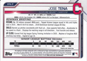 2021 Bowman - Chrome Prospect Autographs #CPA-JT Jose Tena Back