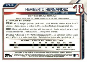 2021 Bowman - Chrome Prospect Autographs Purple Refractor #CPA-HH Heriberto Hernandez Back