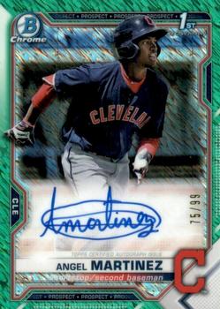 2021 Bowman - Chrome Prospect Autographs Green Shimmer Refractor #CPA-AMA Angel Martinez Front