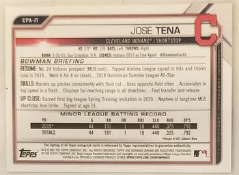 2021 Bowman - Chrome Prospect Autographs Gold Refractor #CPA-JT Jose Tena Back