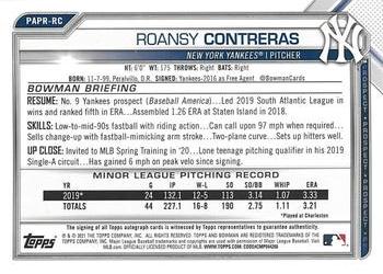 2021 Bowman - Prospect Autographs #PAPR-RC Roansy Contreras Back