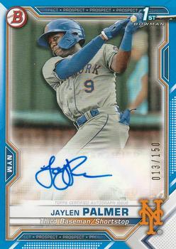 2021 Bowman - Prospect Autographs Blue #PAPR-JP Jaylen Palmer Front