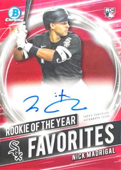 2021 Bowman - Chrome Rookie of the Year Favorites Autographs Red Refractor #ROYF-NM Nick Madrigal Front