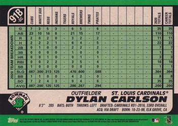 2021 Bowman - 1991 Bowman Baseball Atomic Refractor #91B-DC Dylan Carlson Back