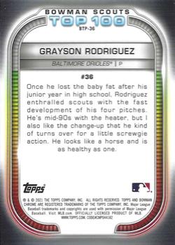 2021 Bowman - Chrome Bowman Scouts Top 100 #BTP-36 Grayson Rodriguez Back