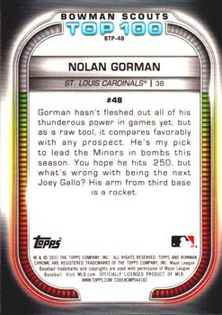 2021 Bowman - Chrome Bowman Scouts Top 100 #BTP-48 Nolan Gorman Back