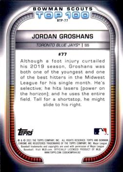 2021 Bowman - Chrome Bowman Scouts Top 100 #BTP-77 Jordan Groshans Back
