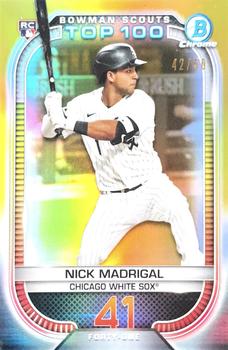 2021 Bowman - Chrome Bowman Scouts Top 100 Gold Refractor #BTP-41 Nick Madrigal Front