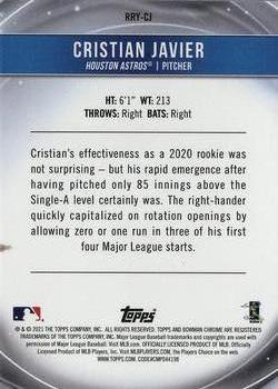 2021 Bowman - Chrome Rookie of the Year Favorites #RRY-CJ Cristian Javier Back
