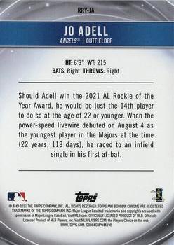 2021 Bowman - Chrome Rookie of the Year Favorites #RRY-JA Jo Adell Back