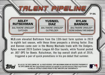 2021 Bowman - Chrome Talent Pipeline #TP-BAL Rylan Bannon / Adley Rutschman / Yusniel Diaz Back