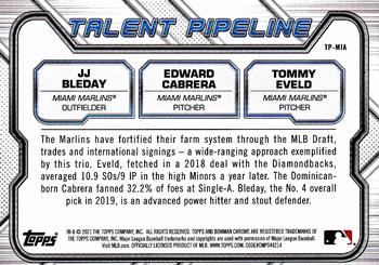 2021 Bowman - Chrome Talent Pipeline #TP-MIA Edward Cabrera / JJ Bleday / Tommy Eveld Back