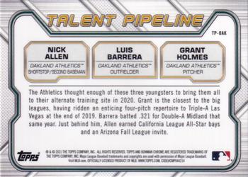 2021 Bowman - Chrome Talent Pipeline #TP-OAK Luis Barrera / Nick Allen / Grant Holmes Back