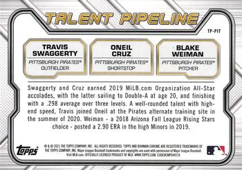 2021 Bowman - Chrome Talent Pipeline #TP-PIT Oneil Cruz / Blake Weiman / Travis Swaggerty Back