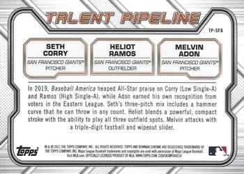 2021 Bowman - Chrome Talent Pipeline #TP-SFG Seth Corry / Melvin Adon / Heliot Ramos Back