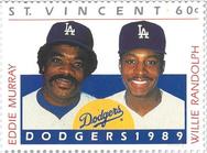 1989 St. Vincent Postage Stamps Los Angeles Dodgers  #NNO Eddie Murray / Willie Randolph Front