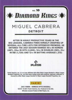 2021 Donruss Optic #10 Miguel Cabrera Back