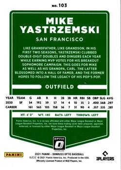2021 Donruss Optic #103 Mike Yastrzemski Back